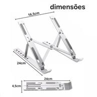 Suporte Dobrável Ajustável para Notebook e Laptop com Base Antiderrapante - Design Ergonômico e Portátil - imagem 3