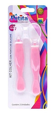 Colher com Ponta de Silicone Macia - 2 Unidades Rosa | Segura e Ergonômica para Bebês - imagem 1