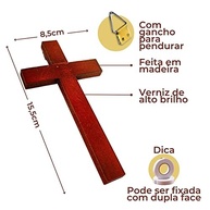 Cruz de Madeira para Parede - Estilo Ecumênico, Sem Imagem - 15,5cm - imagem 3
