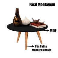 Mesa de Centro Dubai – Design Redondo com Tripé em Madeira para Sala Moderna - imagem 3