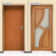 Adesivo Decorativo para Porta de Madeira - Design Marrom Claro e Amarelo Moderno - imagem 4