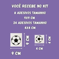 Kit com 32 Adesivos de Parede Bola de Futebol - Decoração Infantil Temática para Quarto de Menino - imagem 3