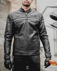 First Mfg Co - Maverick – Jaqueta masculina de couro preta para motociclista, Preto, M - imagem 3