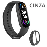 Kit 5 Pulseiras Para Smartband MI Band 7 Cores Preta Azul Cinza Vinho Marsala e Branco com Pino Resistente Feita em Silicone - imagem 5