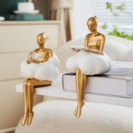 Estátua Feminina Dourada Moderna em Resina | Decoração Elegante para Casa e Escritório - imagem 2