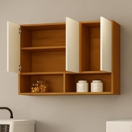 Armário Aéreo para Cozinha Suspenso 3 Portas em MDF e MDP Nature Off - Design Moderno e Funcional - imagem 5