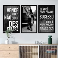 Kit 3 Quadros Decorativos com Moldura para Escritório - Frases de Motivação e Sucesso - imagem 2
