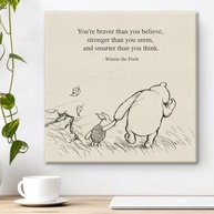 Pintura em Tela com Citação Motivacional - Urso Pooh Retro - 20x20cm - Arte Decorativa para Parede - imagem 2