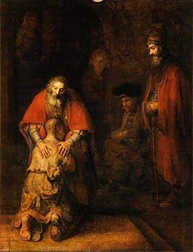 O Retorno do Filho Pródigo de Rembrandt - Tela Canvas 50x65 - Arte de Museu para Decoração Elegante - imagem 1