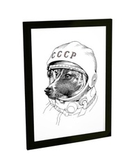 Quadro Decorativo A2 Cachorro no Espaço - Laika Sputnik | Moldura Pronta para Pendurar - imagem 2