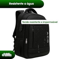 Mochila para Notebook Masculina Feminina para Notebook 17 – Mochila executiva Antifurto, Reforçada, Saídas USB e Fone, Alça de Aço, Impermeável, Escolar, Faculdade, Trabalho ou Viagem – Preta Premium - imagem 5
