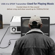 Cubilux Adaptador de áudio óptico USB A para TOSLINK, conversor digital unidirecional USB tipo A para SPDIF, transmissor S/PDIF apenas para computador, laptop, PC PS5/4, não para TV ou outros - imagem 3