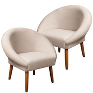 Kit 2 Poltronas Bege Modernas com Pés Palito - Conforto e Estilo para Salas e Recepções - imagem 1