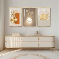 Arte de Parede Dourada Moderna emoldurada - Conjunto de 3 Peças de Luxo para Sala de Estar - imagem 4