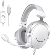 FIFINE Fone de ouvido USB para jogos de PC com conector de áudio de 3,5 mm,microfone removível,som surround 7.1,controle de volume,com fio para streaming para PS5,computador,controlador,Xbox-H9 branco - imagem 1