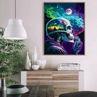 pchmcu Kits de pintura de caveira DIY por números para adultos, pintura por números para adultos lua iniciante, kits de pintura de esqueleto por números em tela sem moldura para decoração de parede de - imagem 3