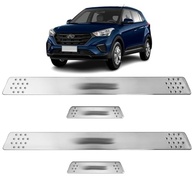 Soleira Cromada Escovada Personalizada para Hyundai Creta 2017-2024 com Antiderrapante - imagem 2