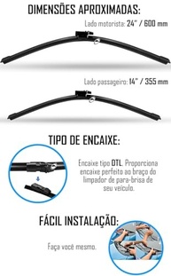 Par Palhetas Limpador Para-Brisa Onix Prisma Joy Plus 2013-2021 (24"/14") - imagem 5
