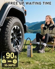 Compressor de Ar Portátil 150 PSI 20000mAh: Bomba de Pneu Inteligente para Carro e Bicicleta - imagem 3