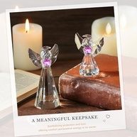 Anjos da Guarda em Cristal K9 - Estátuas Decorativas com Flores Roxas para Casa e Presente - imagem 4