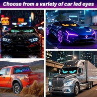 Ojos Diabólicos LED Programáveis 59.9x12cm: 2 Peças para Para-brisa de Carro com Controle Remoto e App Bluetooth - imagem 3