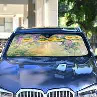 Para-Brisa Aquarela Girassóis - Protetor Solar Dobrável com Bloqueio UV para Carros - imagem 5