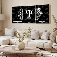 Kit 3 Quadros Decorativos Psicologia Cérebro Mente - Ideal para Consultórios e Ambientes Terapêuticos - imagem 3
