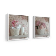 Kit 2 Quadros 18x18 cm com Flores Rosinha - Decoração Elegante para Banheiro e Lavabo - imagem 1