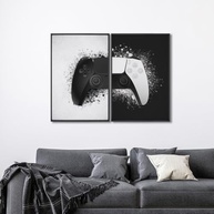Quadros Decorativos Controle de Vídeo Game - Dualidade Preto e Branco para Ambientes Gamer - imagem 3