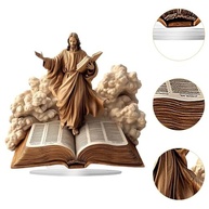 Estátua de Jesus em Acrílico Decorativo - Design Religioso com Bíblia para Sala e Quarto - imagem 5