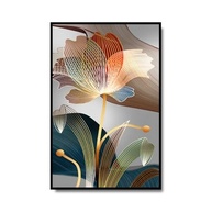 Quadro Decorativo Floral Estilizado 90x60cm - Moldura Preta Moderna para Sala e Quarto - imagem 3