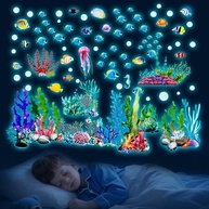 Adesivos de Parede Subaquáticos que Brilham no Escuro - Oceano Encantador para Quarto Infantil - imagem 2