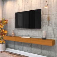 Rack Suspenso para TV até 75" com 3 Portas - Design Egeo Madeirado 2m - imagem 3