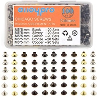 100 Conjuntos Parafusos Chicago 5 Cores - Rebites de Couro para Artesanato e Encadernação - imagem 2