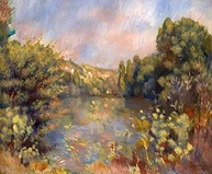 Paisagem com Lago (1889) de Renoir - Tela Canvas 60x72 - Arte de Museu para Decoração Elegante - imagem 2