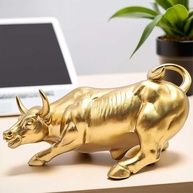 Estátua Touro de Wall Street em Resina Dourada - Decoração para Investidores e Escritórios - imagem 3