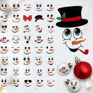 42 Adesivos de Rosto de Boneco de Neve para Decoração de Natal - PVC Resistente, Impermeável e Versátil - imagem 1
