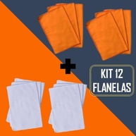 Kit 12 Flanelas Branca e Laranja 28x38cm - Reutilizáveis e Absorventes para Limpeza Geral - imagem 5