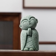 Estátua de Buda de Pedra para Decoração Feng Shui | Monge Jizo para Riqueza, Paz e Boa Sorte - imagem 3