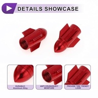 Tampas de Válvula Rocket Vermelhas: Estilo e Proteção para Seu Veículo (4 Unidades) - imagem 4
