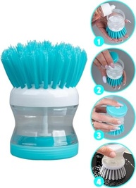 Escova de Limpeza com Dispensador de Detergente Rosa - Multiuso para Cozinha e Superfícies - imagem 4