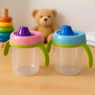Copo com Alça Transição Infantil 350ml - Tampa Higiênica Rosa para Meninos e Meninas - imagem 3