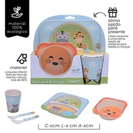 Conjunto para Refeição Infantil Eco-Friendly Safari em Bambu Natural com Estampas de Animais - imagem 3