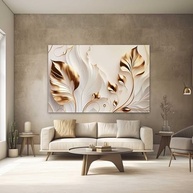 Quadros Decorativos 90x60cm - Arte Floral Dourado para Sala, Quarto e Escritório | Impressão Premium em Tecido - imagem 3