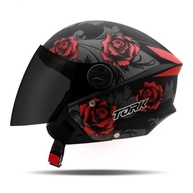 Capacete Aberto New Liberty 3 Flowers Vermelho Fosco - Estilo e Segurança para Você! - imagem 2