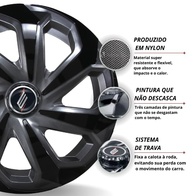 Jogo 4 Calotas Esportivas Spider Aro 14 Grafite e Preto - Estilo e Segurança para Seu Carro - imagem 5