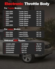 Corpo do Acelerador Eletrônico para Toyota Camry, Highlander, Sienna, Solara e Lexus ES330, RX330, RX400h (V6 3.0L/3.3L) - Substitui 977-335, 67-8012 - imagem 3