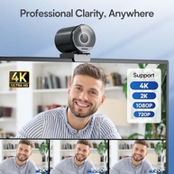 Webcam EMEET SmartCam S800 4K para streaming ao vivo e reuniões online, sensor Sony de 1/2”, suporta HDR, autofoco duplo PDAF e ToF, 1080p a 60 FPS, 2 microfones com cancelamento de ruído, FOV 40°-73° - imagem 3