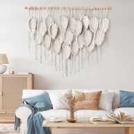 Tapeçaria de Macramê Boho Folhas Bege - Decoração de Parede Feita à Mão para Quarto e Sala - imagem 3