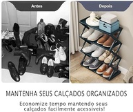 Sapateira Organizadora Vertical 4 Andares - Design Moderno e Compacto para Tênis, Sapatos e Chinelos - imagem 4
